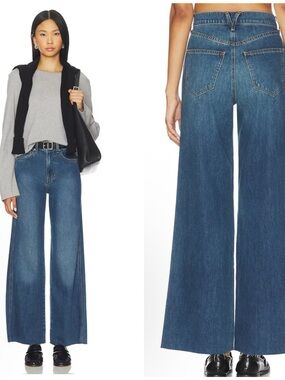 Veronica Beard Wide-Leg High-Rise Blue Denim Jeans